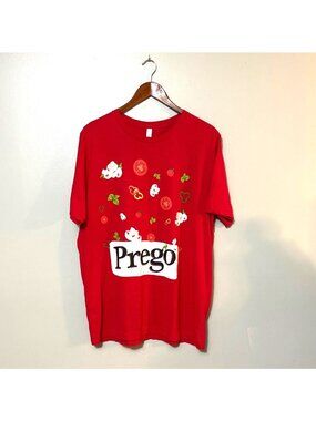 Prego Red Graphic T-Shirt XL Bella+Canvas 100% Cotton Tomato & Pasta‎ Design